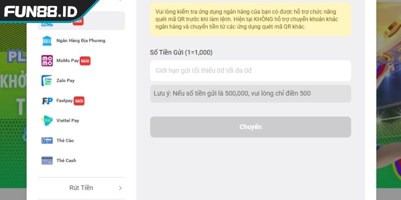 Hướng dẫn cách nạp và rút tiền FUN88 đơn giản